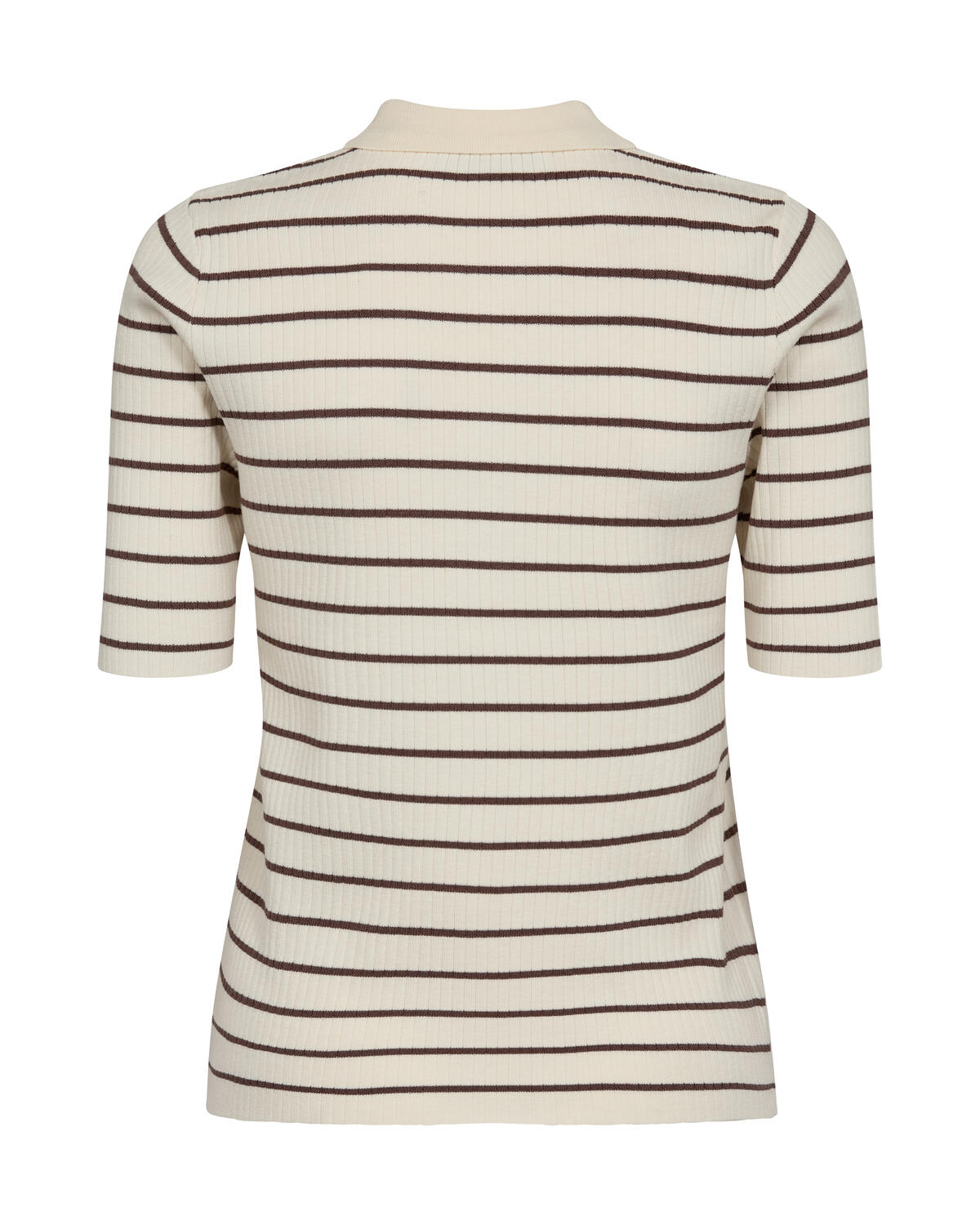 Caliz Stripe Knit polotrøje – Coffee Quartz